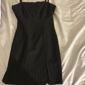 Black mini dress w/ white stripes